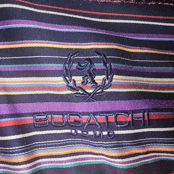 Bugatchi Uomo Purple Striped Dress Shirt Mens XXL Long Sleeve ButtonUp Flip Cuff - Picture 2 of 11